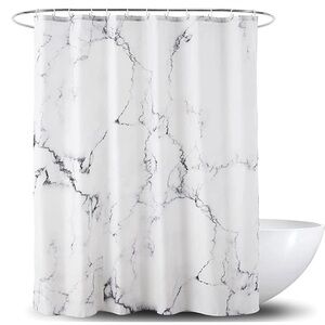 Today’s Living Marble Elite Bath Shower Curtain Easy Care Fabric White Gray